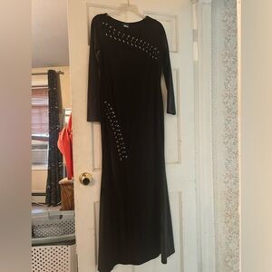 Sexy long dress with laced up grommet details